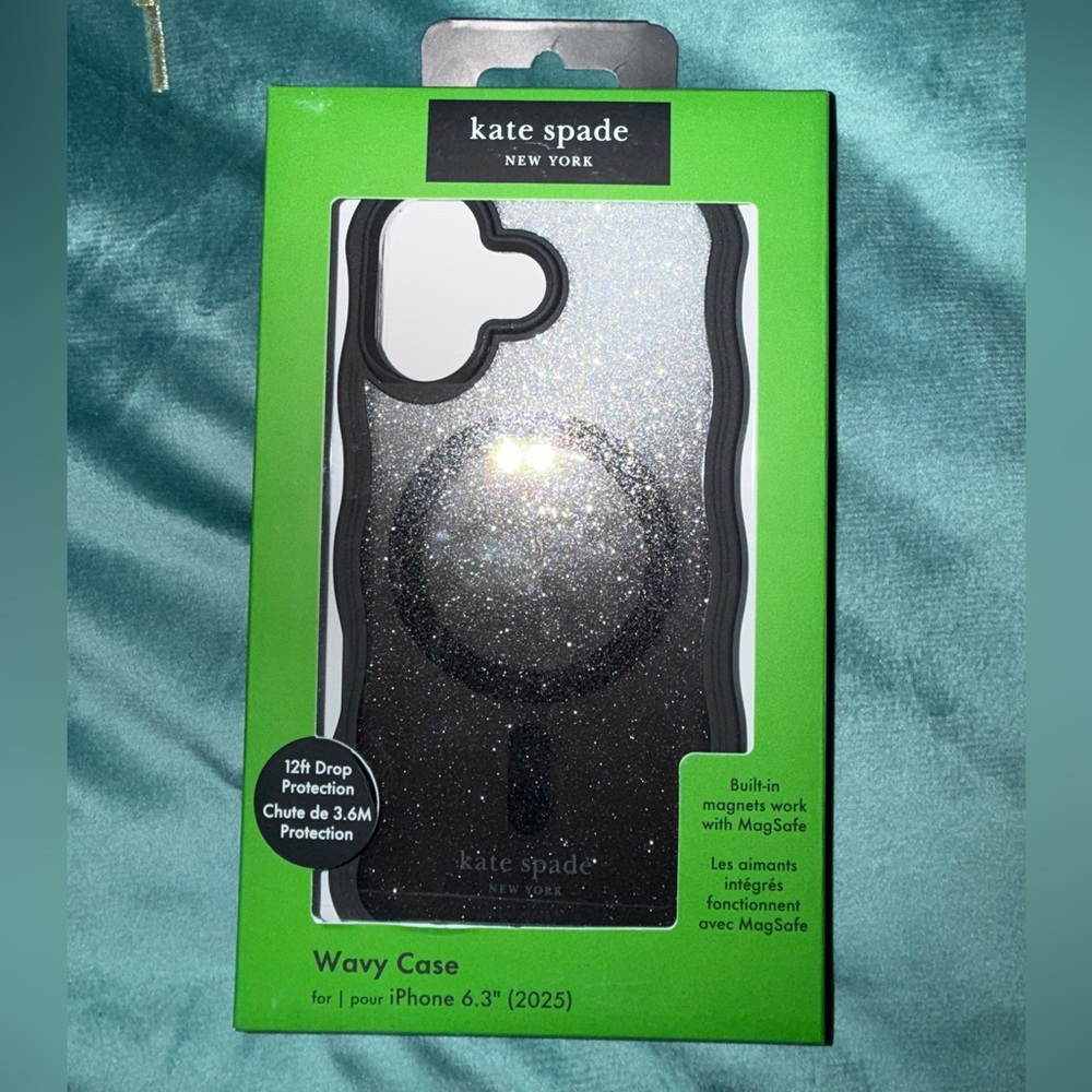 iPhone 17 black glitter ombré Kate Spade case (NWT).